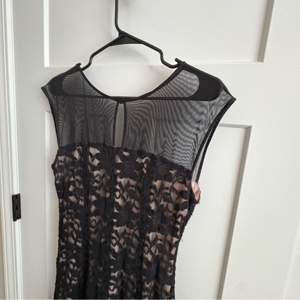 Black Lace Mesh Bodice Fit & Flare Cocktail Party Dress, dress barn, 14 - Picture 2 of 8